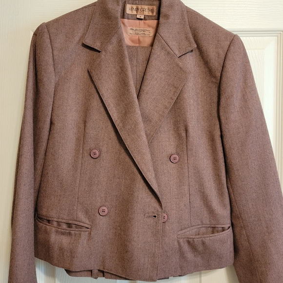 Henry Greyhel women's  mauve wool two-piece pants suit set size 8 petite - Picture 7 of 15